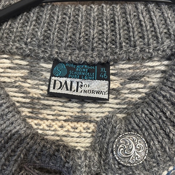 Dale of Norway Wool Cream and Gray Cardigan - Picture 2 of 4